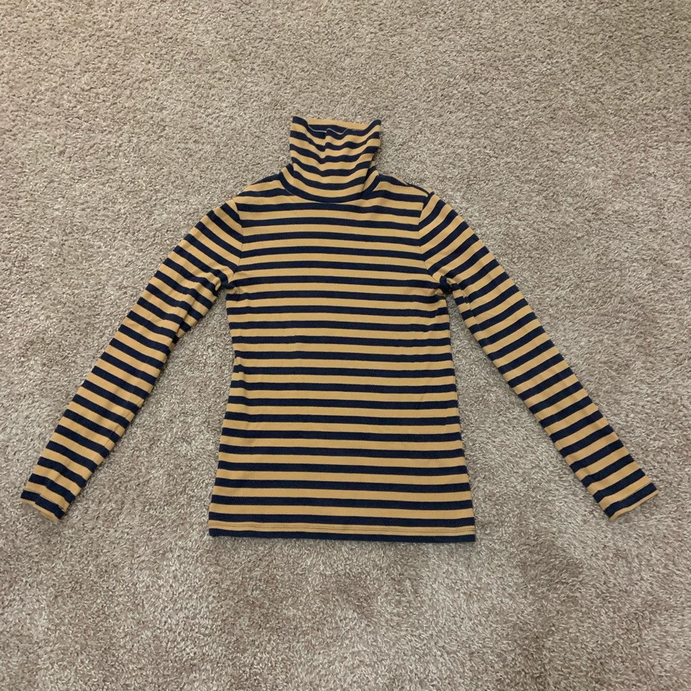 J Crew Women’s Blue & Yellow Striped Turtleneck